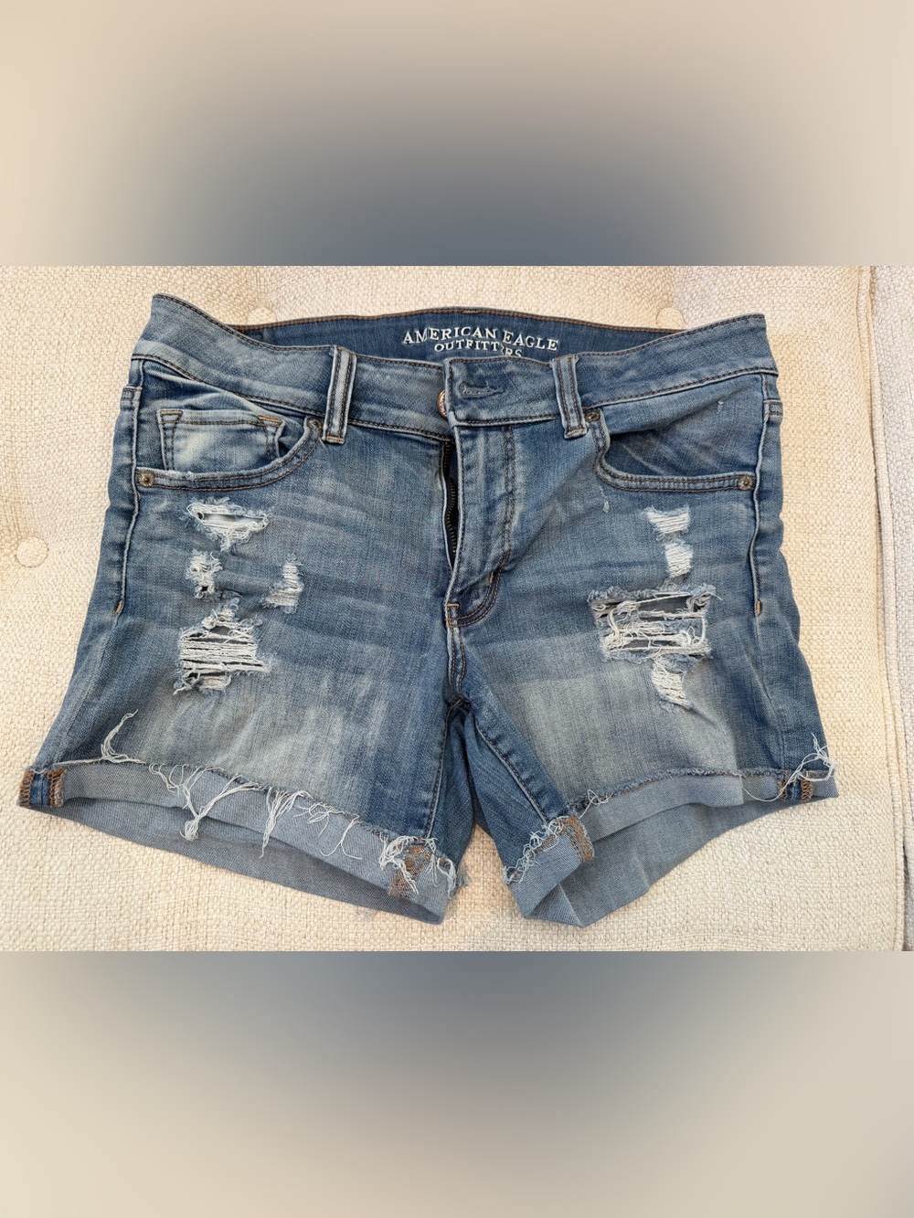 American Eagle Outfitters Distressed Denim Shorts - Light Blue Wash